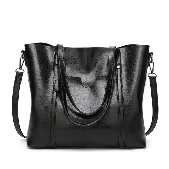 Black Fashionable Soft Leather Women's Handbag