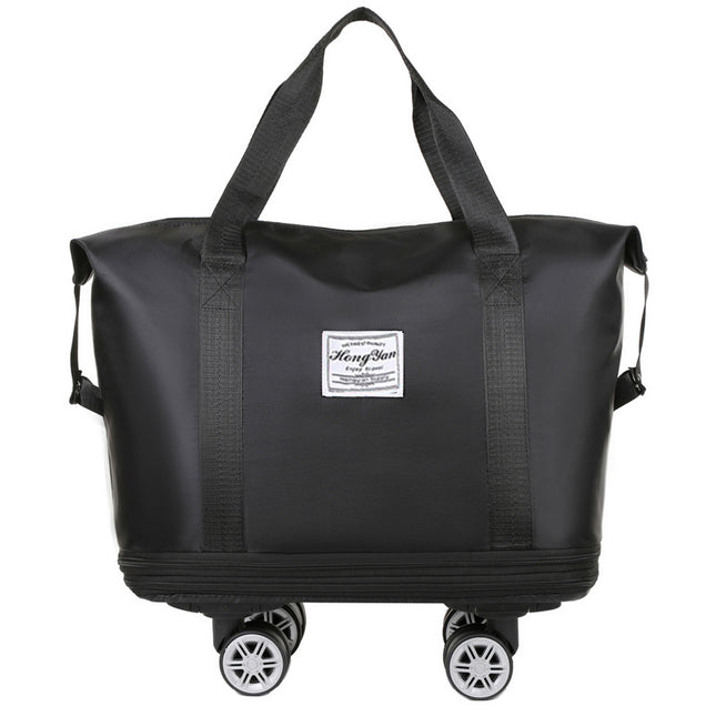 Black Large Capacity Travel Bag with Expandable Design, Waterproof & Wet-Dry Separation, 360° Spinner Wheels - Ideal for Students, Business, and Maternity