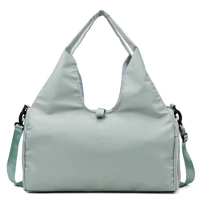 Light Green Oxford Fabric Women's Shoulder Bag Large Capacity Yoga & Gym Bag with Separate Shoe Compartment