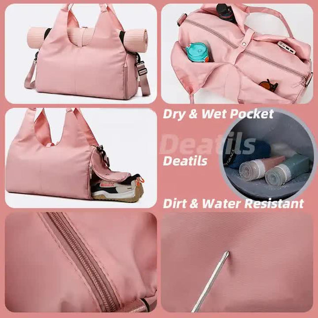 Light Green Oxford Fabric Women's Shoulder Bag Large Capacity Yoga & Gym Bag with Separate Shoe – product detail