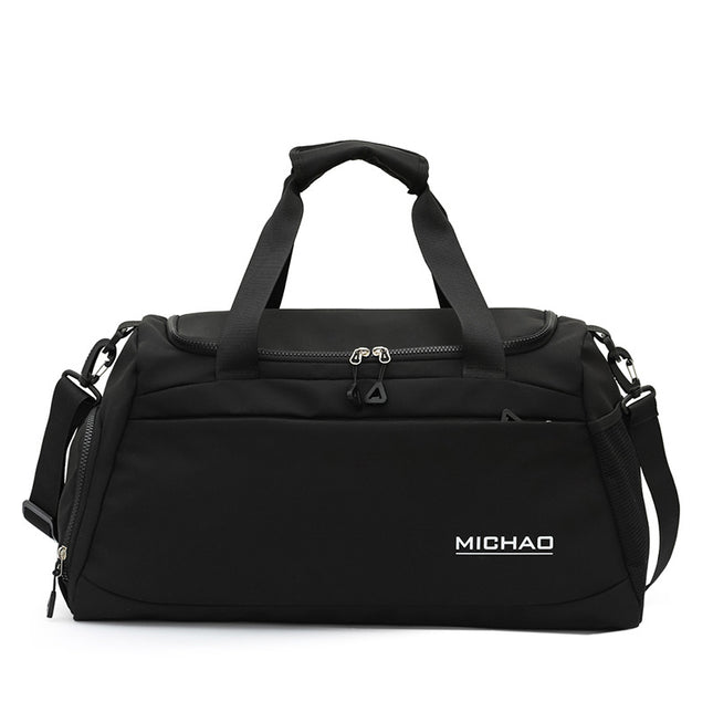 Black Large Capacity Gym Bag with Wet and Dry Separation