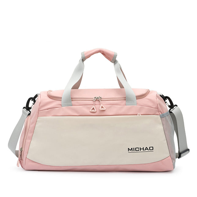 Pink Large Capacity Gym Bag with Wet and Dry Separation