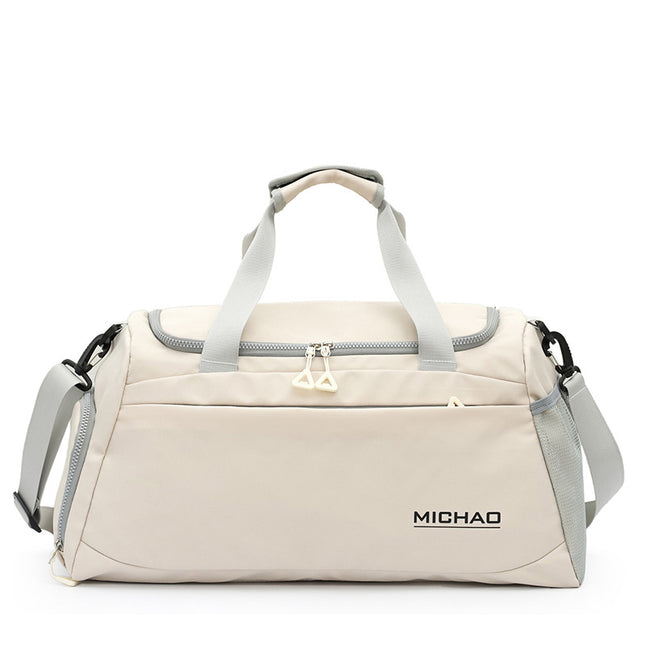 White Large Capacity Gym Bag with Wet and Dry Separation