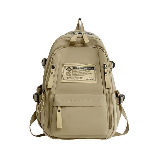 Khaki Stylish and Simple Backpack for High School and College Students