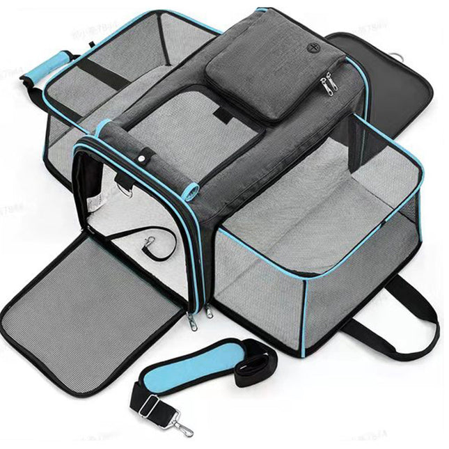 Gray Blue Foldable Portable Pet Carrier V888-ELOSUNG13140
