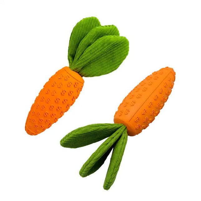 2 PCS Durable Rubber Carrot Dog Toy Squeaky Chew Toy for Large Dogs Puppy Teething & Dental Care