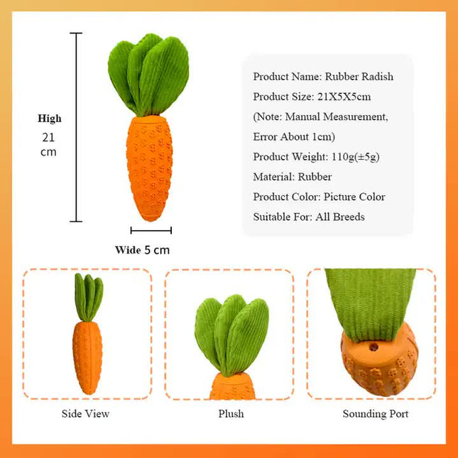 2 PCS Durable Rubber Carrot Dog Toy Squeaky Chew Toy for Large Dogs Puppy Teething & Dental Care – product detail
