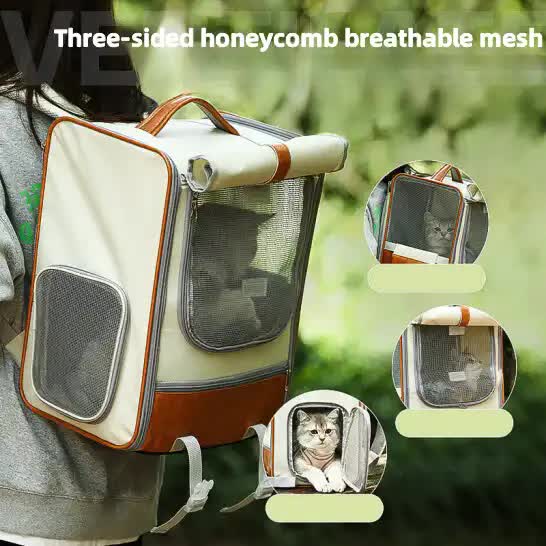 Beige Large Capacity Breathable Foldable Pet Trolley – product detail