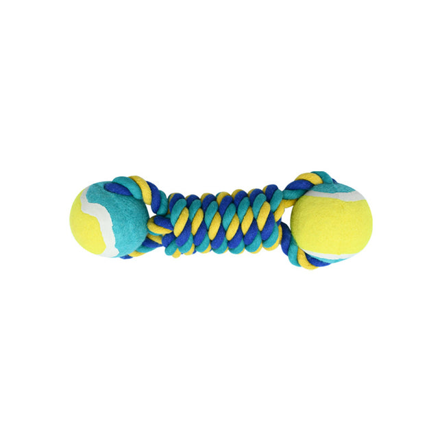 2 PCS Yellow Durable Cotton Rope and Tennis Ball Dog Toy Set
