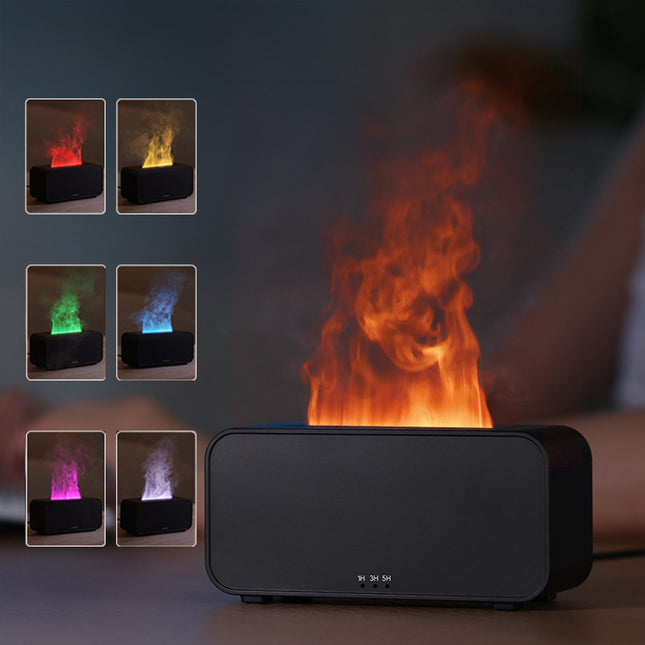 Black Timing Simulation Aroma Diffuser Usb Household Flame Humidifier Aromatherapy Machine Spray Air Flame