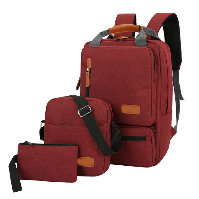 Red 3-Piece Backpack Set Men s & Women s Student Travel Backpack Casual Backpack Laptop Bag Notebook Bag