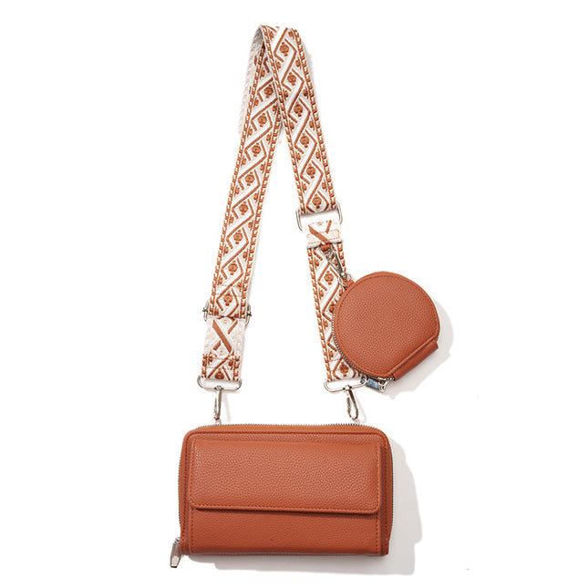 Brown 2-piece combination new mobile phone shoulder bag niche design one-shoulder messenger bag