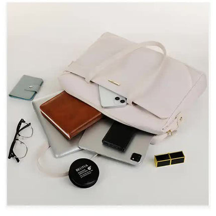 White Women’s Work Tote Bag – New Fashionable Laptop Bag, Large Capacity Business Briefcase, Commute & Office Tote