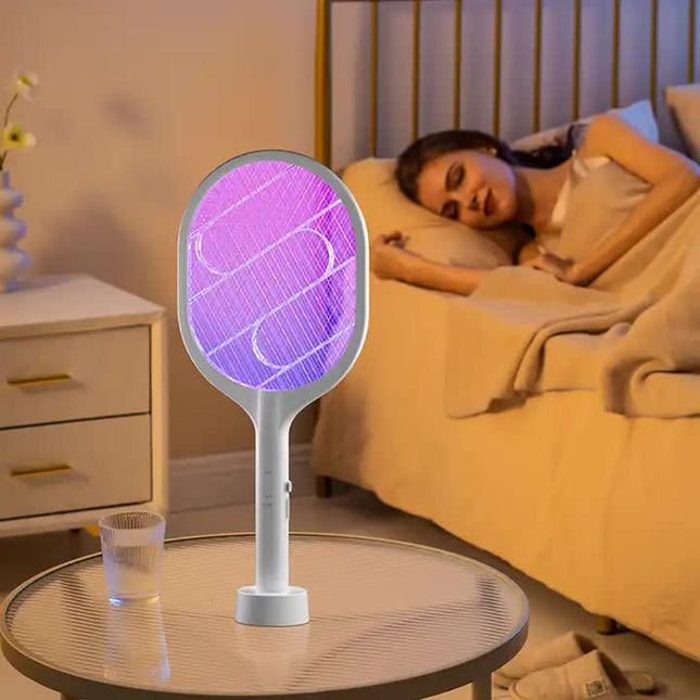 White Rechargeable Electric Mosquito Racket