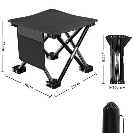 23*28cm Black Outdoor Folding Stool - Lightweight Portable Picnic Chair, Fishing Chair, Camping Seat, and Collapsible Bench for Outdoor Activities