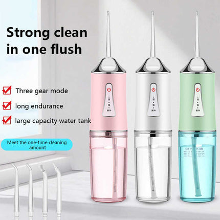 Pink Electric Portable Water Flosser - Smart 4-Head Oral Irrigation Teeth Cleaner, Pulse Cleaning for Home Use