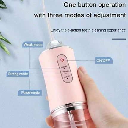 Pink Electric Portable Water Flosser - Smart 4-Head Oral Irrigation Teeth Cleaner, Pulse Cleaning for Home Use