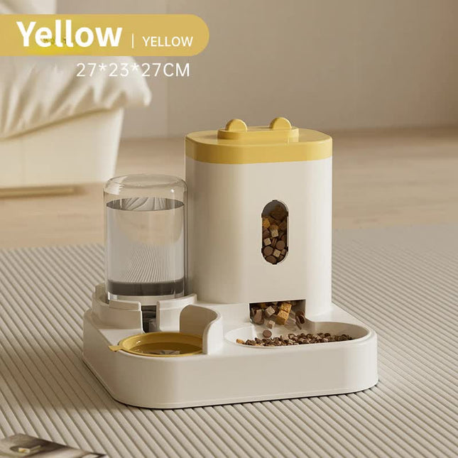 Yellow Automatic Pet Feeder and Water Dispenser