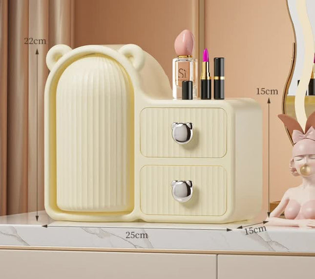 Milky White Rotating Desktop Cosmetic Organizer
