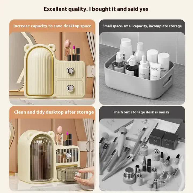 Milky White Rotating Desktop Cosmetic Organizer