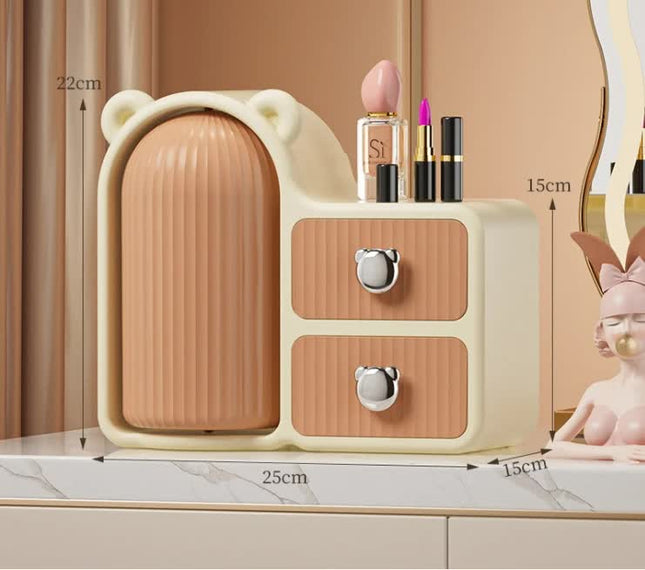 Brown Rotating Desktop Cosmetic Organizer