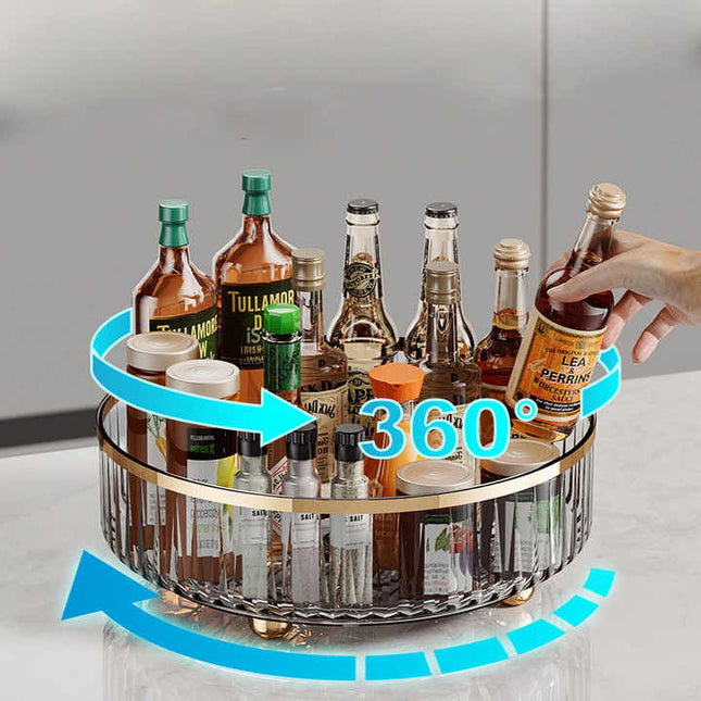 Transparent Luxury Rotating Storage Rack Transparent Spice Organizer & Condiment Holder for Kitchen