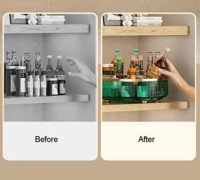 Transparent Luxury Rotating Storage Rack Transparent Spice Organizer & Condiment Holder for Kitchen – product detail