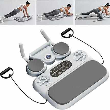 Grey 6-in-1 Multifunctional Fitness Board – Ab Wheel, Automatic Rebound, Fat Burning and Core Strengthening Home Workout Equipment