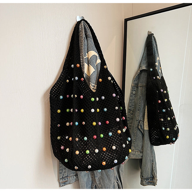 Black Summer Woven Handbag