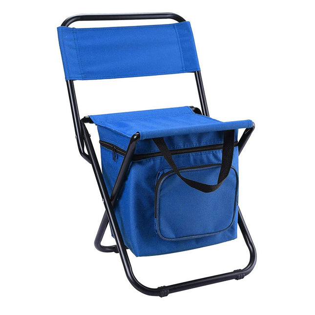 Blue Portable 3-In-1 Folding Camping Chair with Storage Bag, Backrest