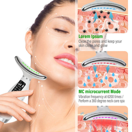 7-Color LED Neck Massager with Heat Therapy, 7 Modes, USB Rechargeable Neck Beauty Device