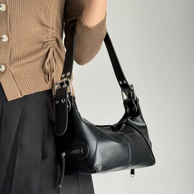 Black Trendy Punk Shoulder Bag