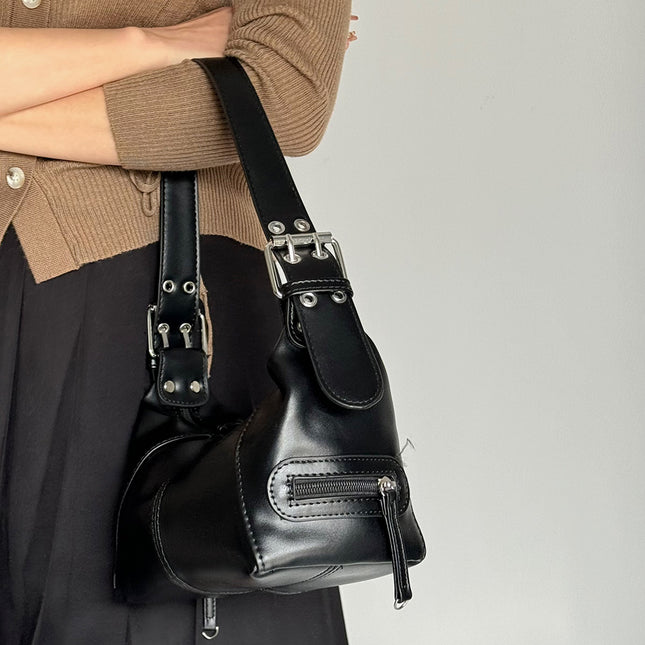 Black Trendy Punk Shoulder Bag