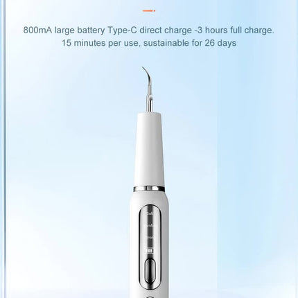 Black Portable Ultrasonic Dental Cleaner, Home Use Plaque Remover, Sonic Tooth Stain & Tartar Cleaning Tool