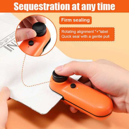 Orange Portable Mini Food Vacuum Sealer - Convenient Household Snack Bag Sealing Machine