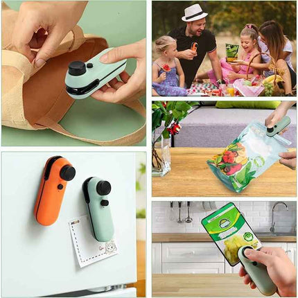 Orange Portable Mini Food Vacuum Sealer - Convenient Household Snack Bag Sealing Machine