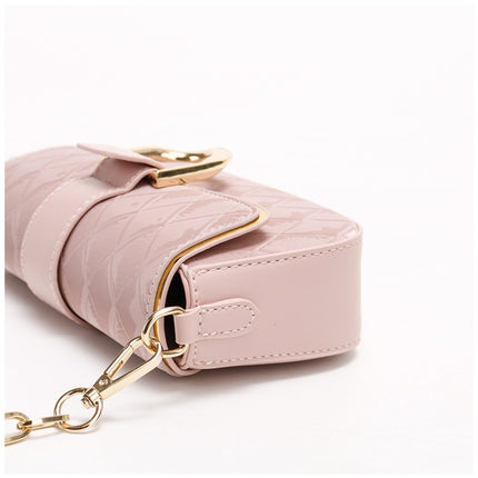 Pink Elegant Quilted Chain Shoulder Bag for Office Professionals | Simple and Fashionable Small Square Bag for Women