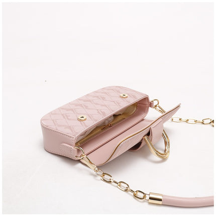 Pink Elegant Quilted Chain Shoulder Bag for Office Professionals | Simple and Fashionable Small Square Bag for Women