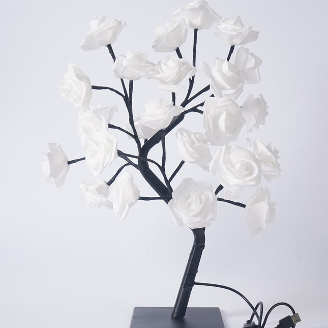 LED Rose Flower Tree Light with Detachable Base and USB Switch Decorative Night Light for Home Décor – product detail