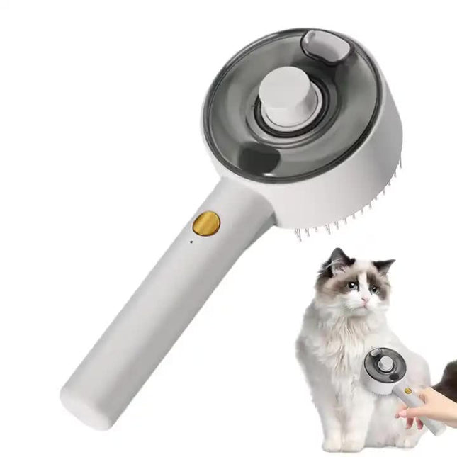 White Pet Grooming Spray and Massage Brush One-Click Hair Removal Comb for Cats & Dogs UV Sterilization for