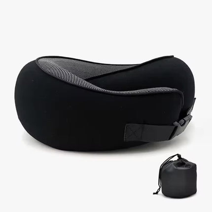 Black Buckle Tape Memory Foam U-Shaped Neck Pillow