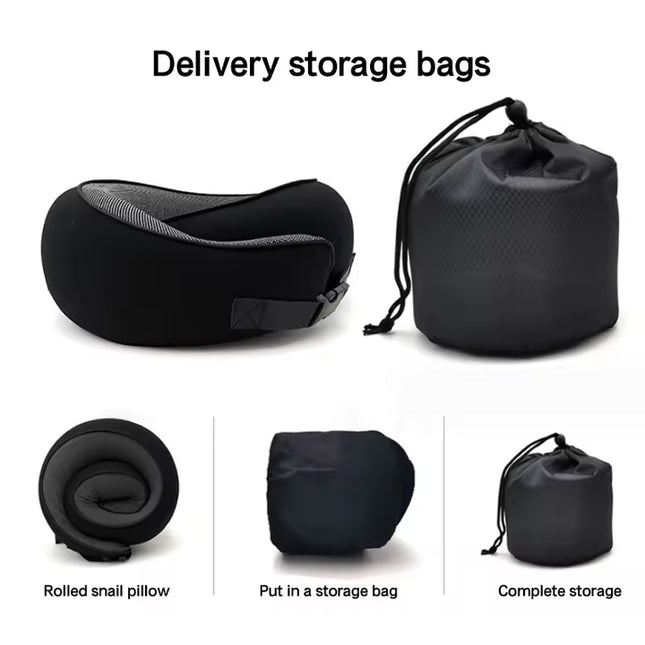 Black Buckle Tape Memory Foam U-Shaped Neck Pillow – product detail