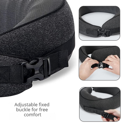 Black Buckle Tape Memory Foam U-Shaped Neck Pillow – product features