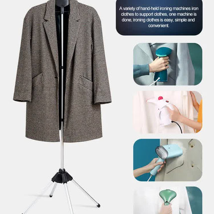 Grey Adjustable Foldable Garment Steamer Stand - Independent Support for Home Use