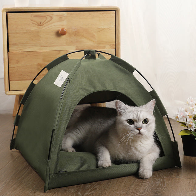 S Green Foldable Breathable Summer Pet Tent with Cooling Mat Portable Outdoor and Indoor Pet Shelter