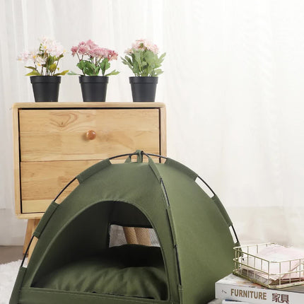 S Pewter Gray Foldable Breathable Summer Pet Tent with Cooling Mat - Portable Outdoor and Indoor Pet Shelter