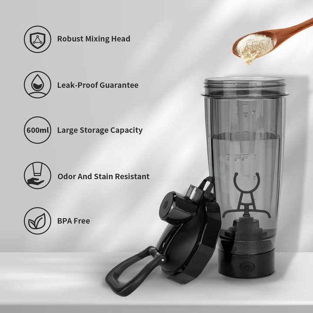 Pink Portable Electric Shaker Bottle without LED Light 550ml Sports Protein Mixer Cup for Gym and Travel – product detail