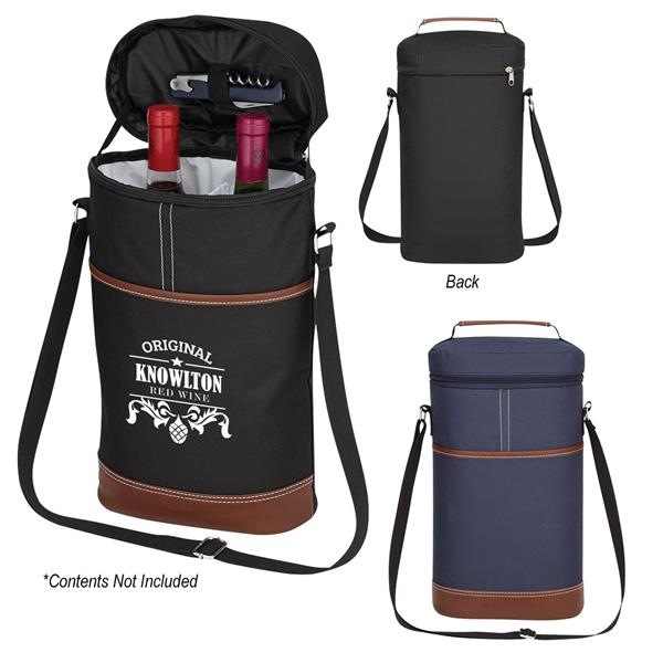 Black Portable Insulated Wine Cooler Bag Oxford Fabric Round Tote with Thick Aluminum Lining for Wine – product detail