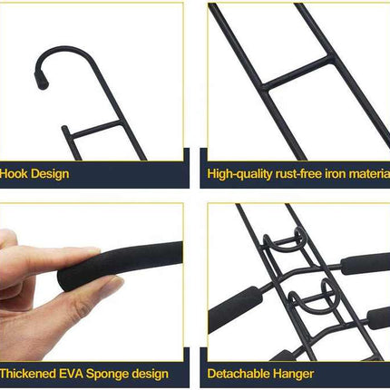 2 PCS Black Adult Multi-Layer Foam Hanger, Detachable Non-Slip Clothes Rack, Space-Saving Wardrobe Organizer
