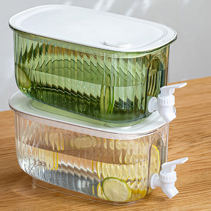 Green 4 Liter Refrigerator Cold Drink Dispenser, Juice & Fruit Infuser Water Pitcher, Spigot Beverage Container